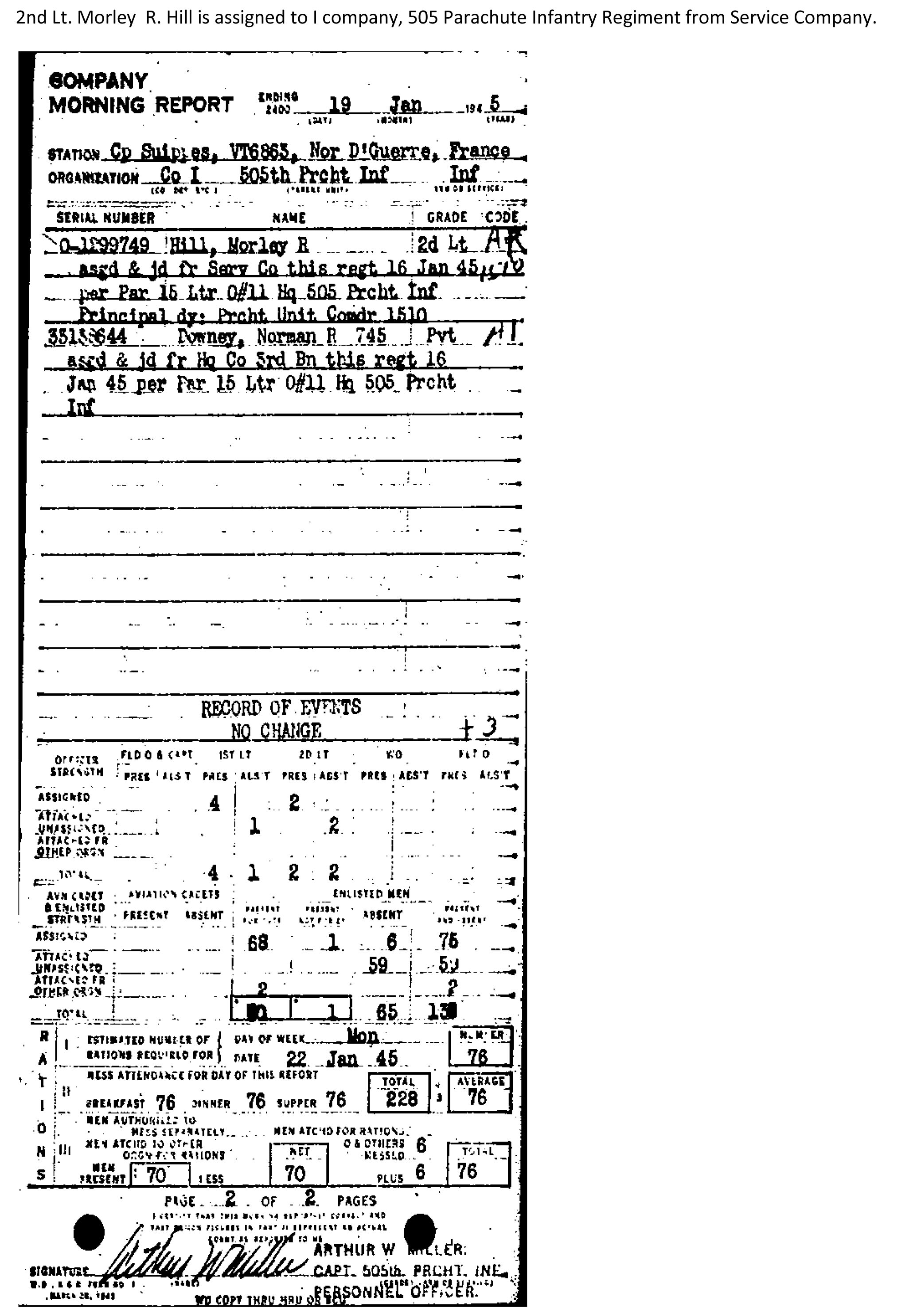 2nd Lt. Morley R. Hill - I company